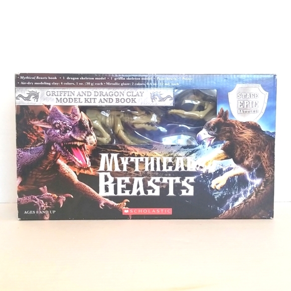 NEW Scholastic Mythical Beasts Griffin and Dragon Clay Model Kit and Book - Picture 2 of 7